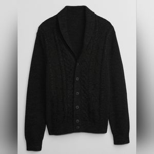 Men's charcoal cardigan, size M